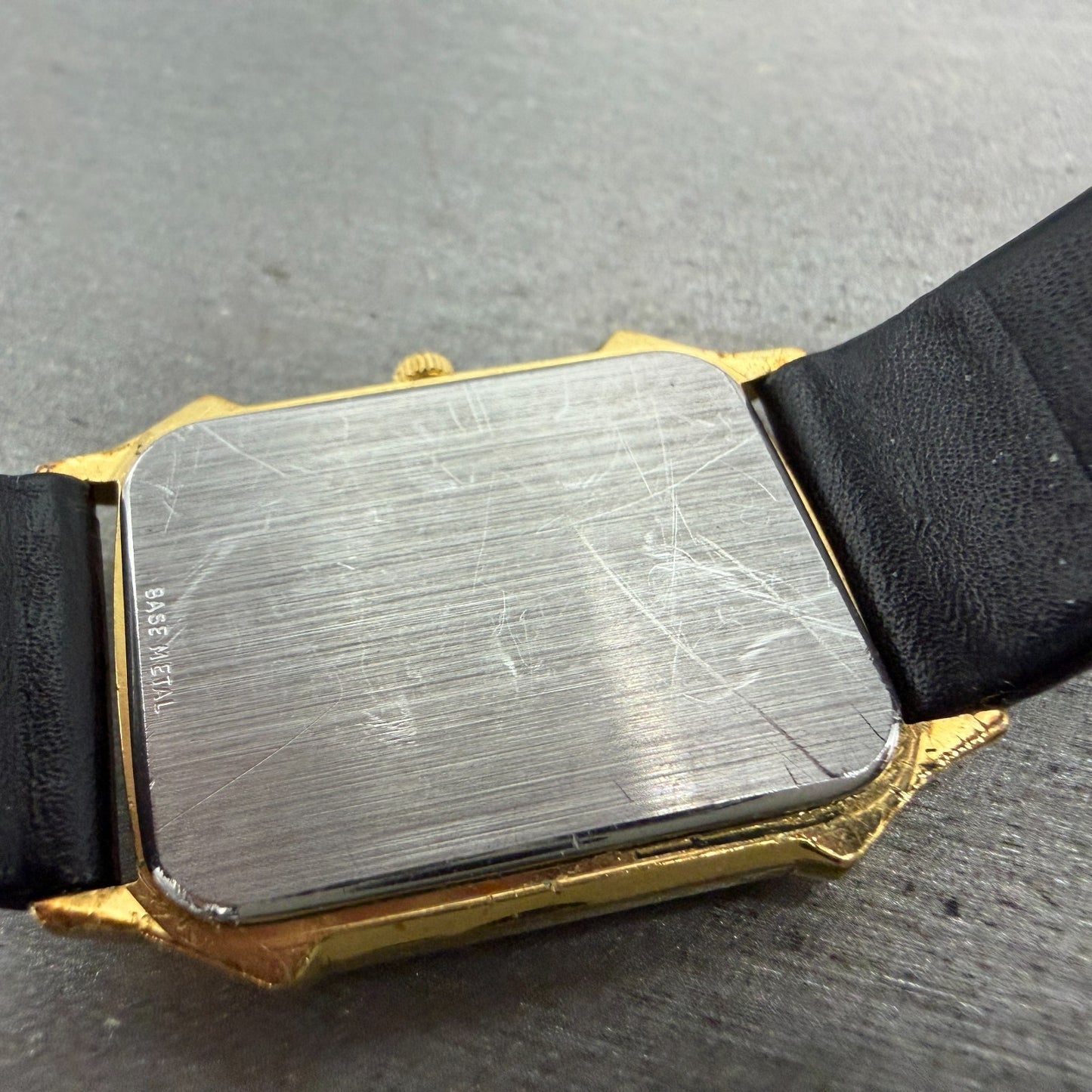 Longines Tank Watch Men 26mm Black Dial Gold Tone Rectangle PARTS Vintage10