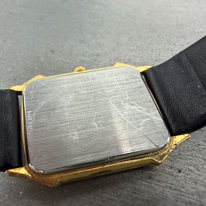 Longines Tank Watch Men 26mm Black Dial Gold Tone Rectangle PARTS Vintage10