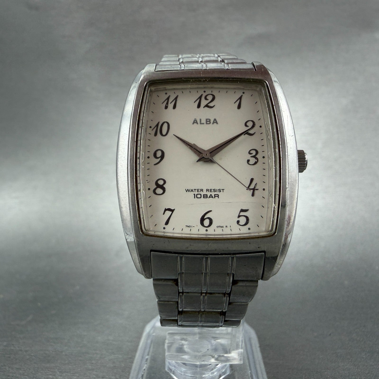 Seiko Alba Tank Watch Men 31mm White Dial Silver Tone 7N01-0FG0 New Battery5