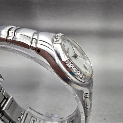Bulova Watch Women 26mm MOP Dial Silver Tone Date Diamonds Round New Batt 96R102