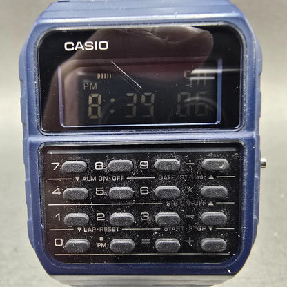 Casio Calculator CA-53W Watch Men 34mm Blue Alarm Chronograph New Battery1