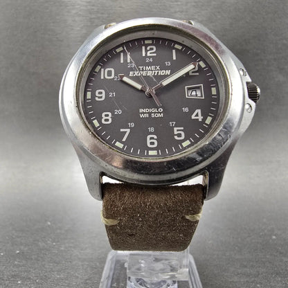 Timex Expedition Watch Men 39mm Gray Dial Silver Tone Date T40091 New Battery FG5