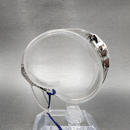 Seiko Watch Women 18mm Blue dial Silver Tone Oval Vintage 165209 New Battery8
