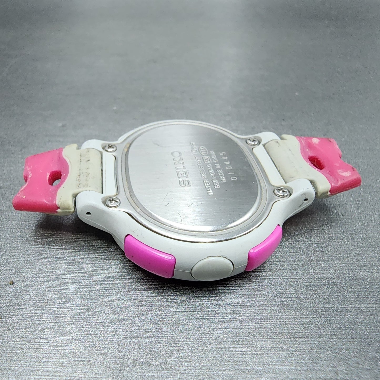 Seiko Digital Watch Women 40mm White Pink ALarm Chronograph S60100A0 New Batt9