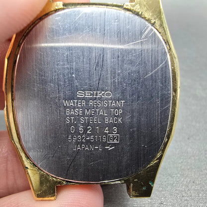 Seiko 5932-5119 Watch Case Gold Tone Oval 31.5mm W/Crystal Vintage6