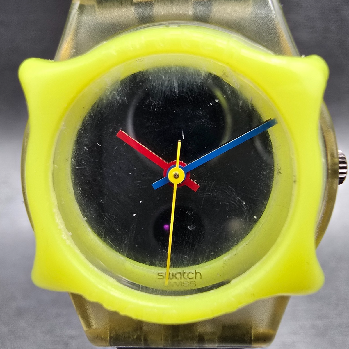 Swatch Little SnowWhite Watch Women 25mm Silver Dial Clear Case LK116 New Batt1