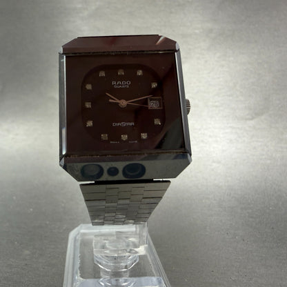Rado Diastar Watch Men 30mm Black Dial Tungsten Case Date Rectangle New Battery6