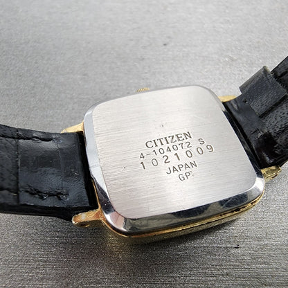 Citizen CQ Watch Women 22mm Champagne Dial Gold Tone Rectangle New Battery VTG9