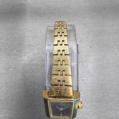 Citizen CQ Watch Women 17mm Black Dial Gold Tone Rectangle 3220-S18911 New Batt4