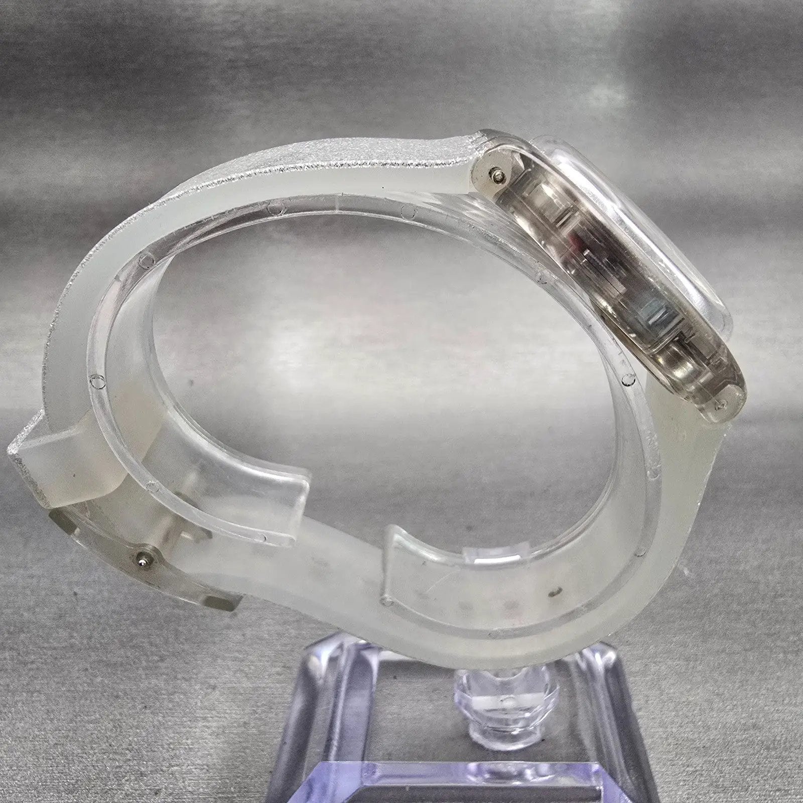 Swatch Silverblush Watch Men 34mm Silver Dial Clear Case Date GM416C New Battery8
