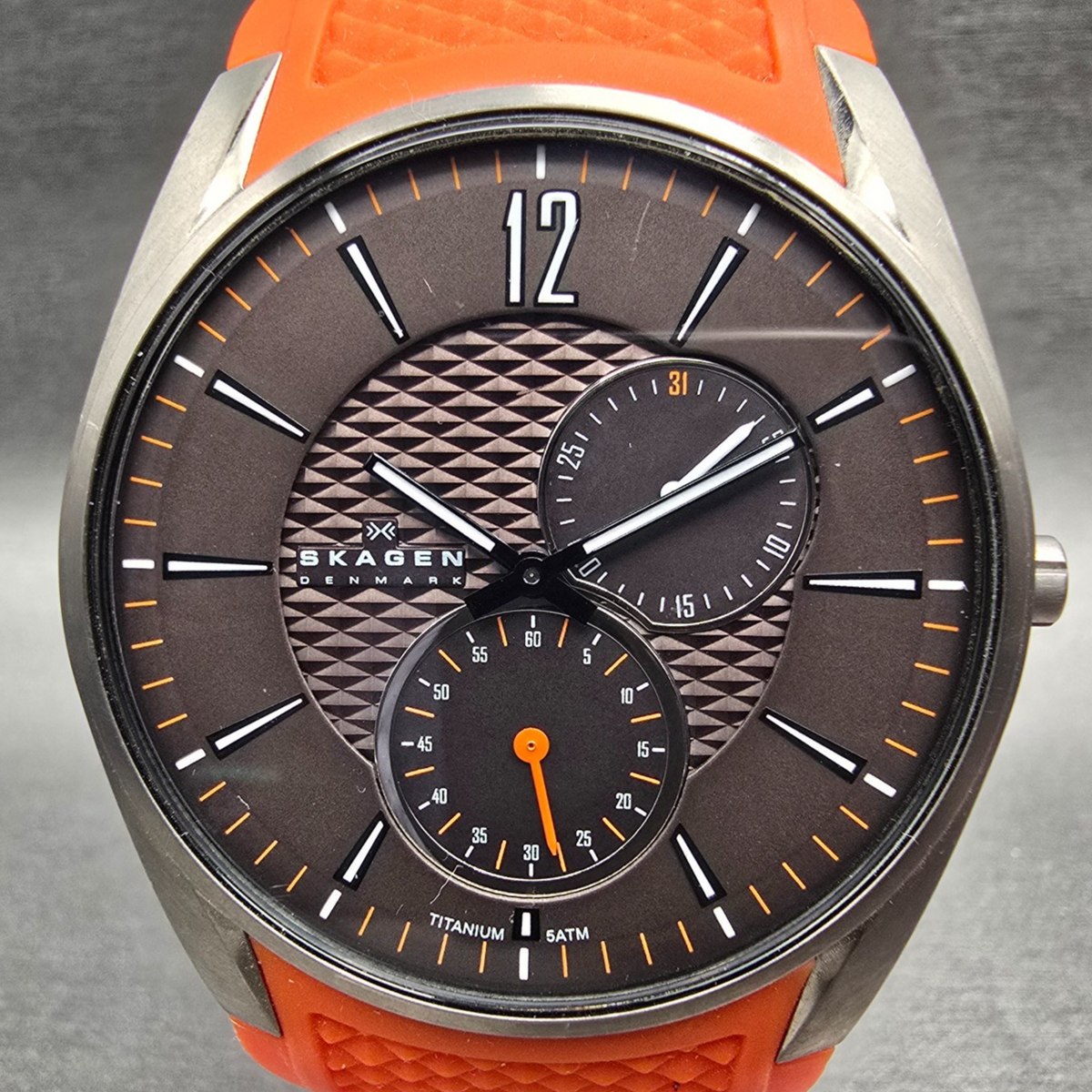 Skagen Watch Men 41mm Gray Dial Titanium Date Round 435XXLTMO New Battery1