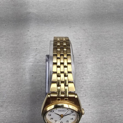 Seiko Watch Women 23mm White Dial Gold Tone Daydate Round 7N83-0011 New Battery4