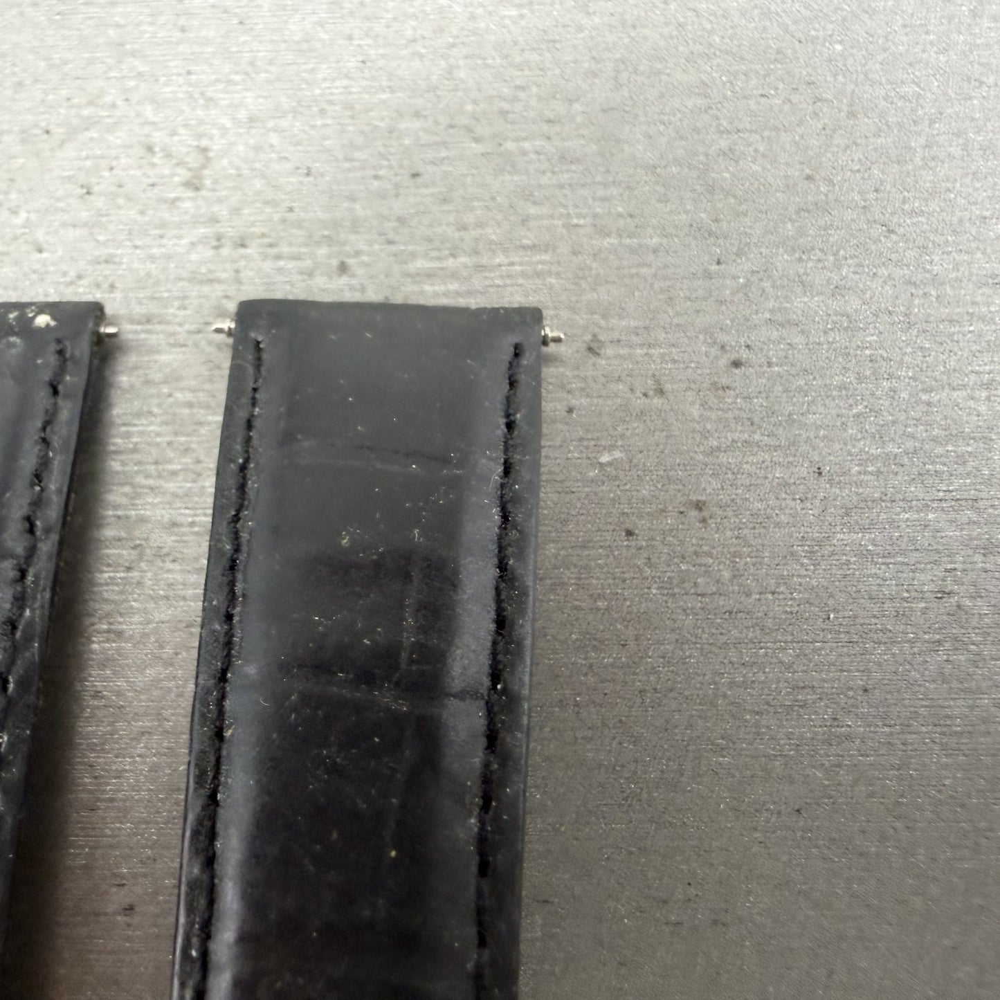 Longines Leather Band 20mm Black Crocodile grain Vintage Silver Buckle4