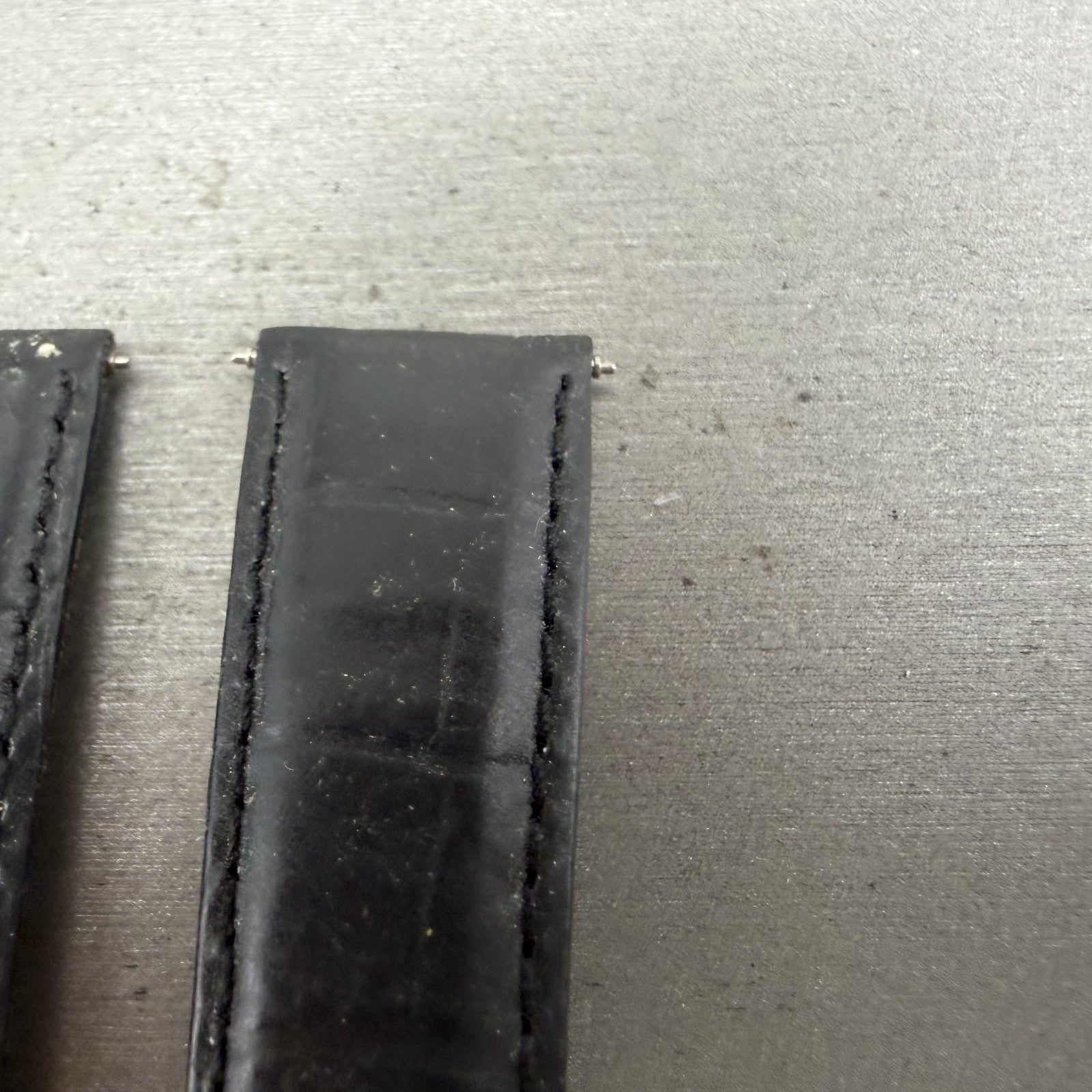 Longines Leather Band 20mm Black Crocodile grain Vintage Silver Buckle4