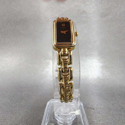 Citizen Tank Watch Women 13mm Black Dial Gold Tone Rectangle New Battery5