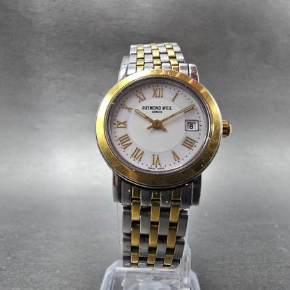 Raymond Weil Toccata Watch Women 25mm White Dial Two Tone Date Round New Batt JK5