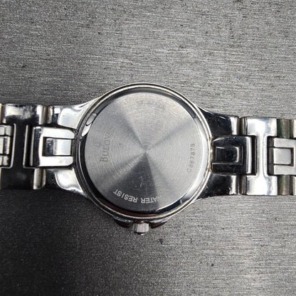 Bulova Watch Women 25mm White Dial Silver Tone Date Crystals 96R04 New Battery 210