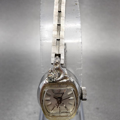 Citizen Nova Watch Women 15mm Silver Dial White Gold Plated Manual Wind Runs
