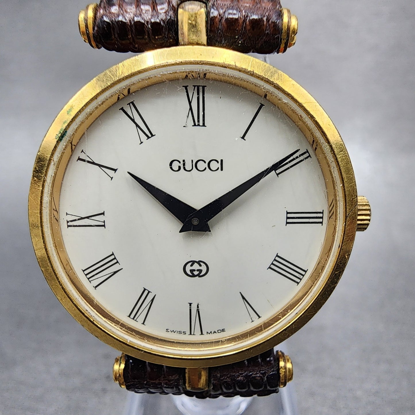Gucci 2000M Watch Men 30mm Cream Dial Gold Plated Round Vintage PARTS2