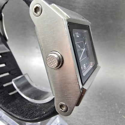Nike Oregon Square Watch 25mm Black Dial Silver Date Rectangle WA0051 New Batt3
