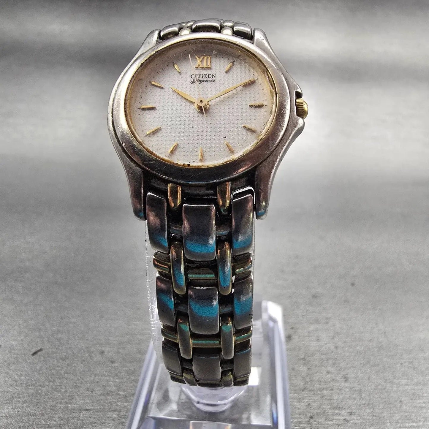 Citizen Elegance Watch Women 24mm White Dial Two Tone Round 5930-H06867 New Batt5