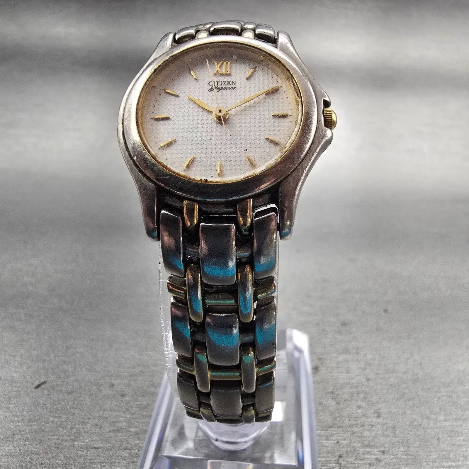 Citizen Elegance Watch Women 24mm White Dial Two Tone Round 5930-H06867 New Batt5