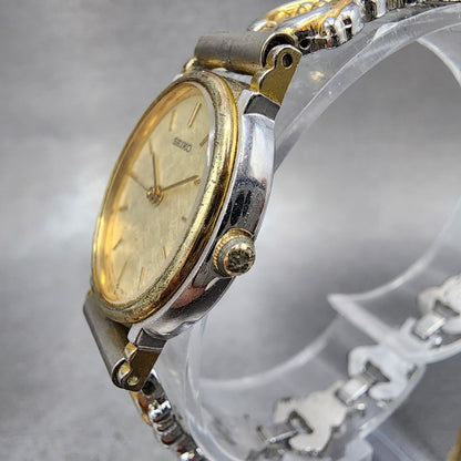 Seiko Watch Women 22mm Champagne Dial Two Tone Oval 73216070 New Battery2