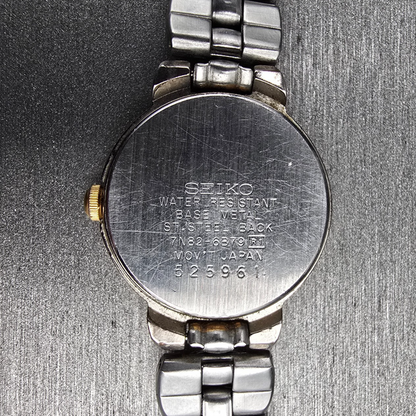 Seiko Watch Women 23mm Blue Dial Two Tone Date Round 7N82-6B79 New Battery JP45310