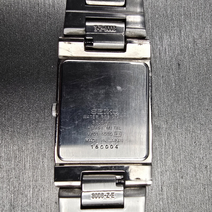 Seiko Watch Men 25mm Blue Dial Silver Tone Rectangle V701-5D30 New Battery10