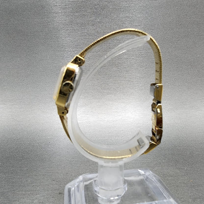 Seiko Tank Watch Women 16mm Champagne Dial Gold Tone Manual 115179 Runs6