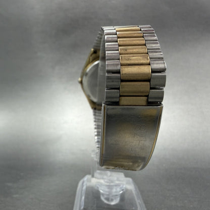 Seiko SQ Watch Men 35mm Gold Dial Two Tone Daydate Round 8223-8019 New Battery O7