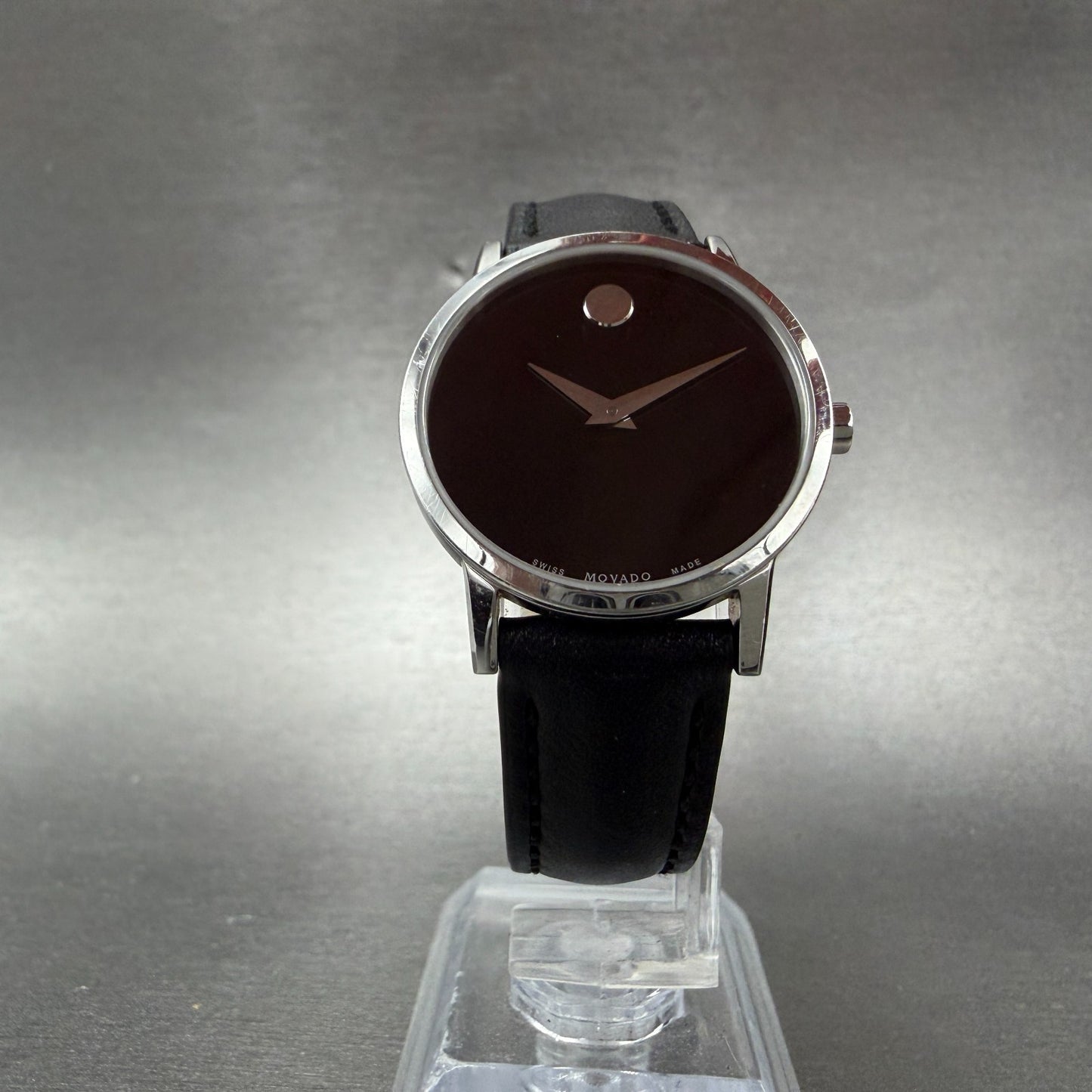 Movado Museum Watch Women 28mm Black Dial Steel Round 0607274 New Battery6