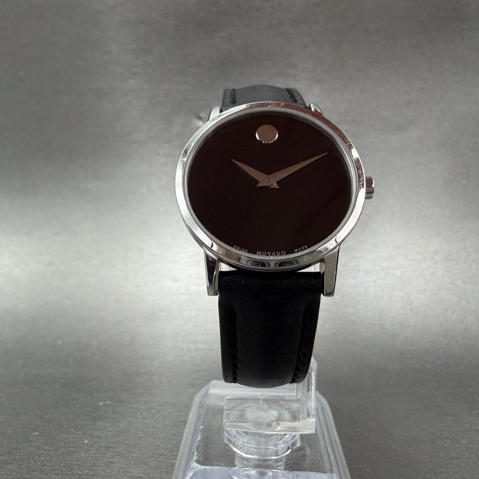 Movado Museum Watch Women 28mm Black Dial Steel Round 0607274 New Battery6