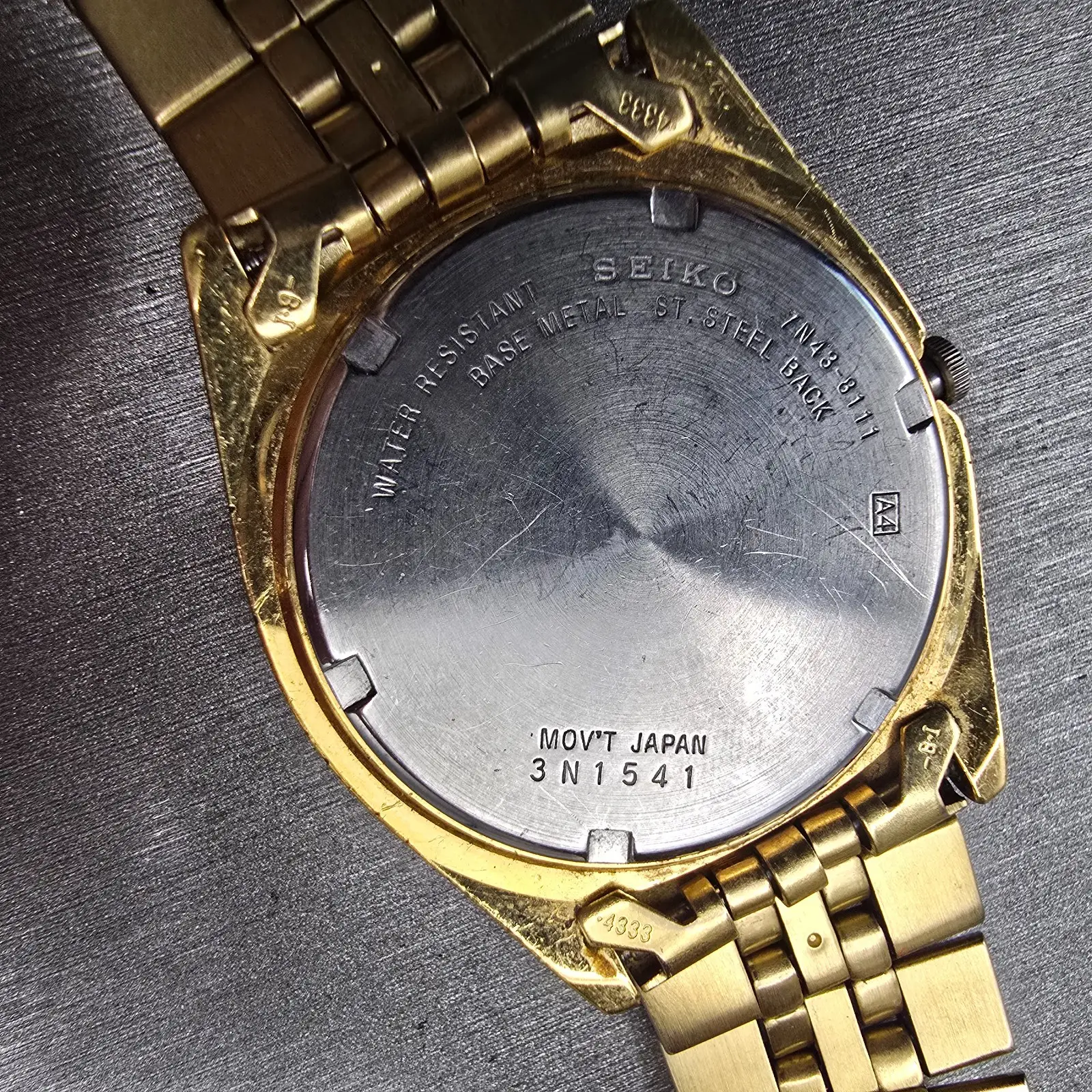 Seiko President Watch Men 36mm Black Dial Gold Tone Daydate 7N43-8111 NewBattery10