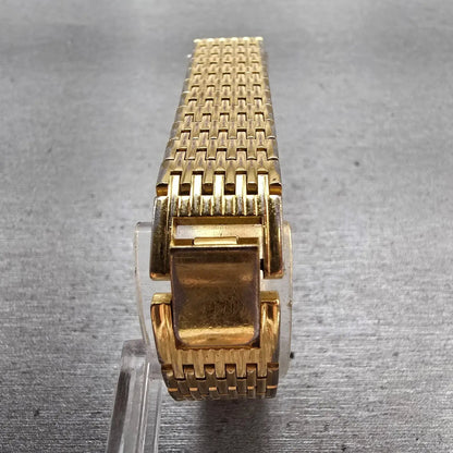 Seiko Watch Women 13mm Black Dial Gold Tone Rectangle 2E20-6709 New Battery VTG7
