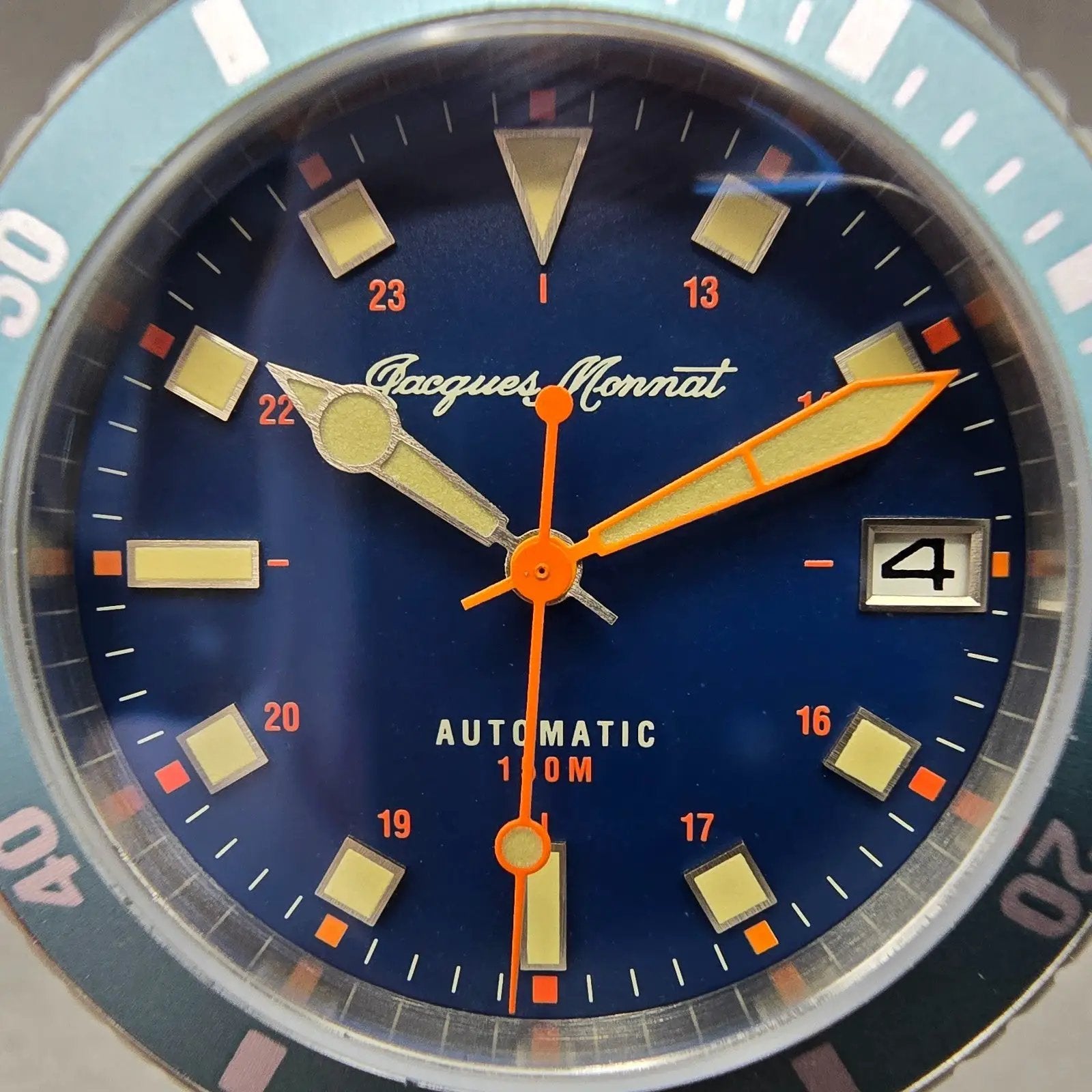 Jacques Monnat Antilles Blue Dive Watch Men 41mm Blue Dial Steel Automatic Runs1