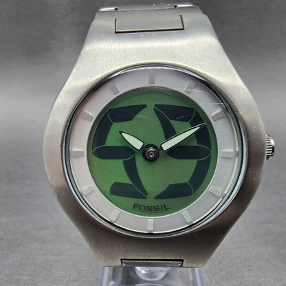 Fossil Big Tic Watch Men 39mm Silver Dial Silver Tone Round JR-7948 New BatteryL0