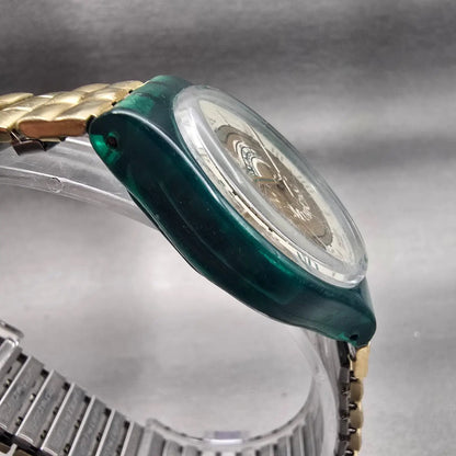 Swatch Musicall MARTINGALA Watch Men 34mm White Dial Green Case SLG100 New Batt3