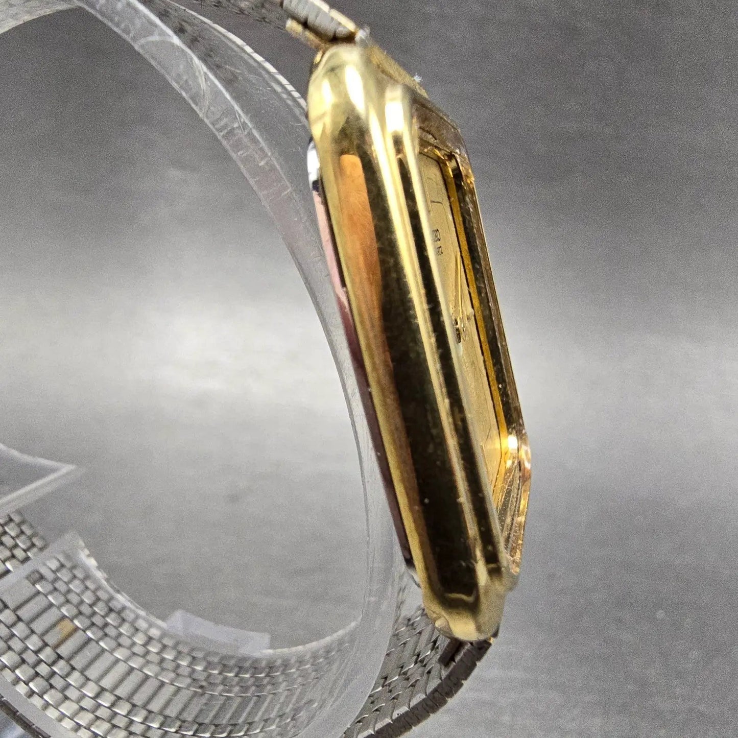 Seiko Tank Watch Men 25mm Champagne Dial Gold Tone Rectangle 6530-5479 PARTS VTG4