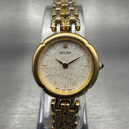 Citizen Sylph Watch Women 20mm Silver Dial Gold Tone Round 2200-228782 New Batt0