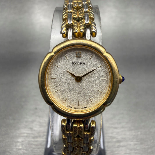 Citizen Sylph Watch Women 20mm Silver Dial Gold Tone Round 2200-228782 New Batt0