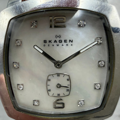 Skagen Watch Women 30mm MOP Dial Silver Tone Square 556SSL04 New Battery1