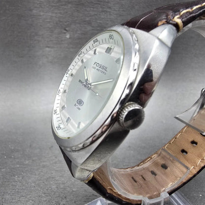 Fossil Blue Watch Men 40mm Silver Dial Silver Tone Date AM-3675 New Battery2