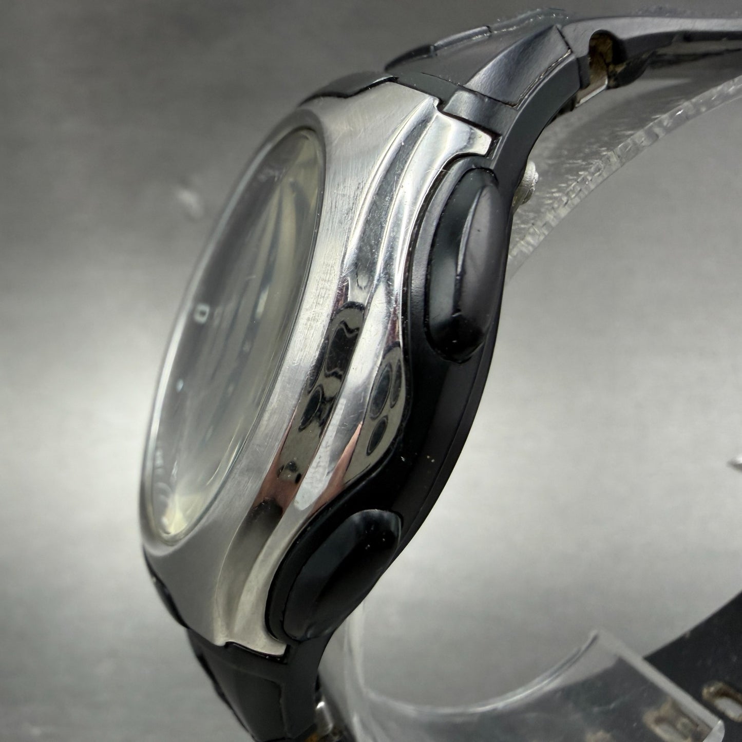 Casio Wave Ceptor Watch Men 43mm Black Dial Silver Tone Analog Digital  Solar KL2