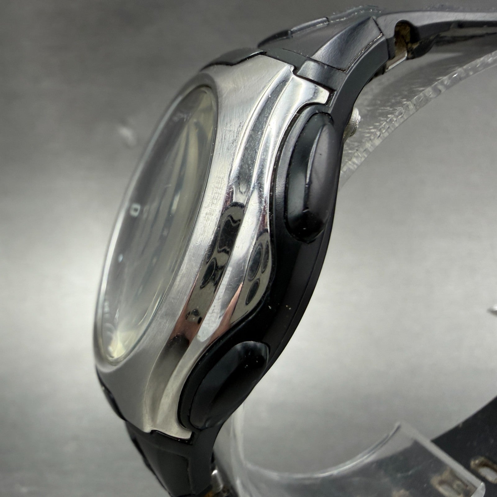 Casio Wave Ceptor Watch Men 43mm Black Dial Silver Tone Analog Digital  Solar KL2