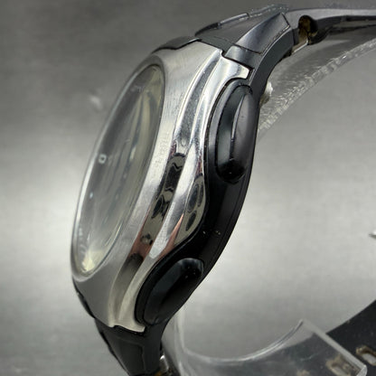 Casio Wave Ceptor Watch Men 43mm Black Dial Silver Tone Analog Digital  Solar KL2