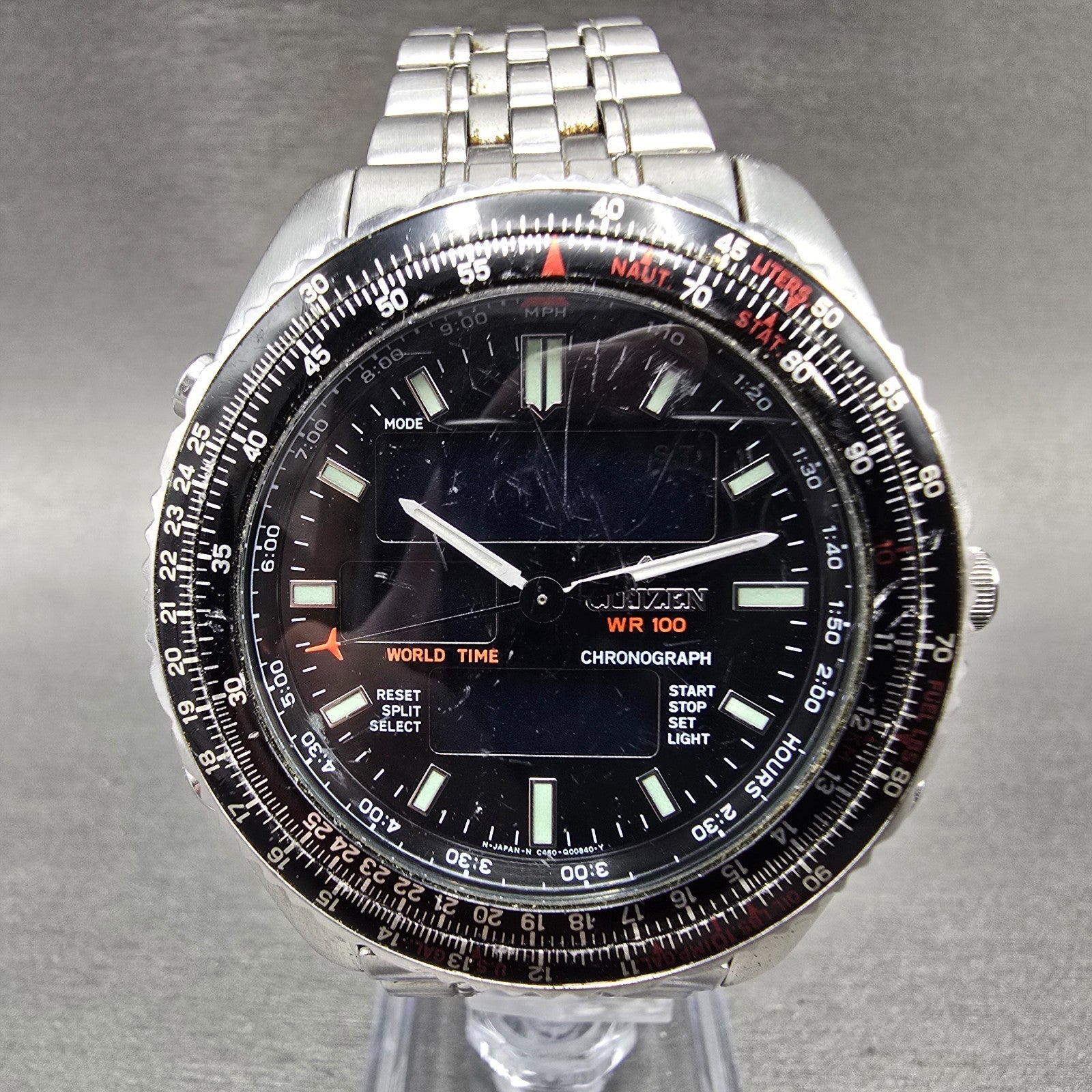 Citizen Promaster Wingman Watch Men 41mm Black Dial Steel Analog Digital PARTS0