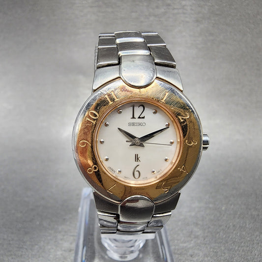 Seiko Lukia Watch Women 24mm MOP Dial Two Tone Round 1N01-0L80 New Battery