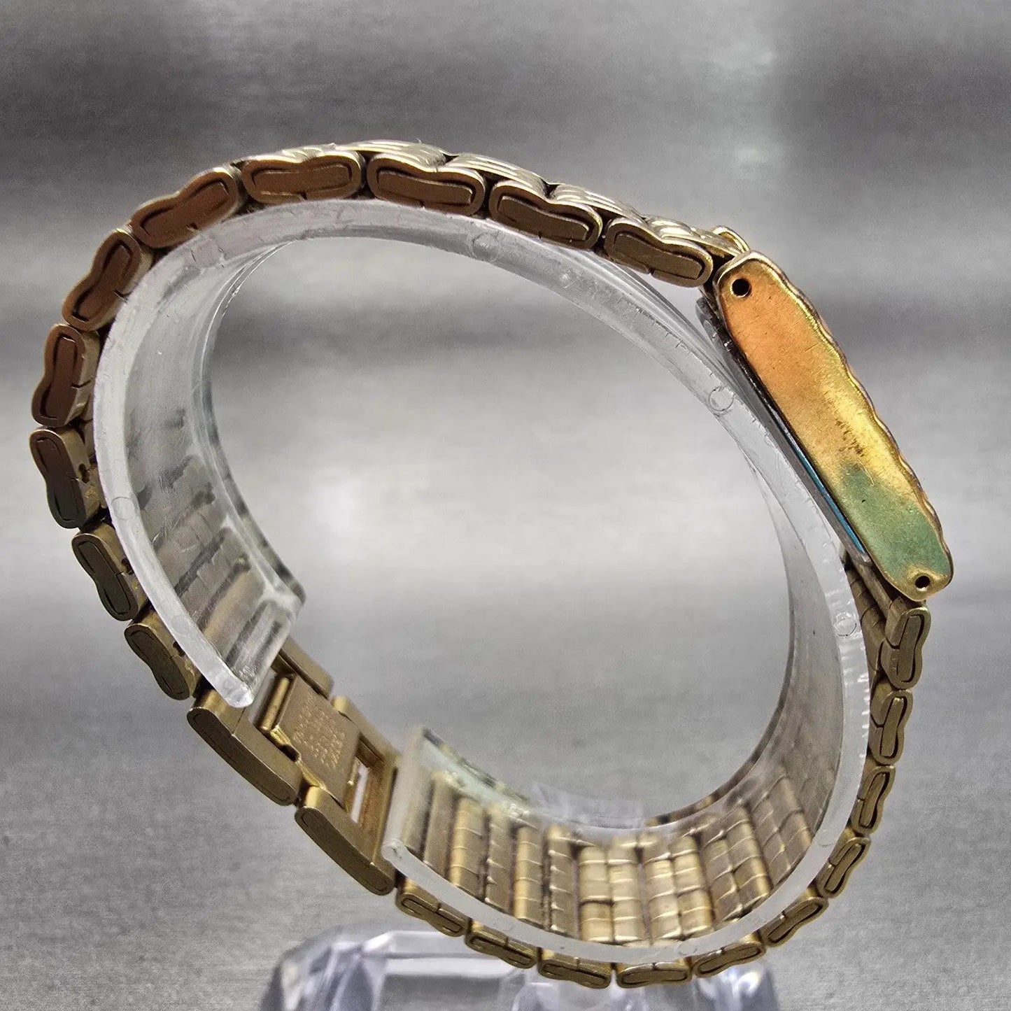 Seiko Watch Women 16mm Gold Dial Gold Tone Rectangle 1N01-5A69 New Battery VTG8