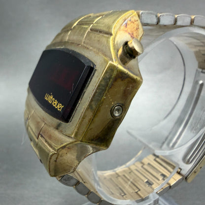 Witttnauer Polara RED LED Watch Men 35mm Gold Plated Tone Vintage PARTS3
